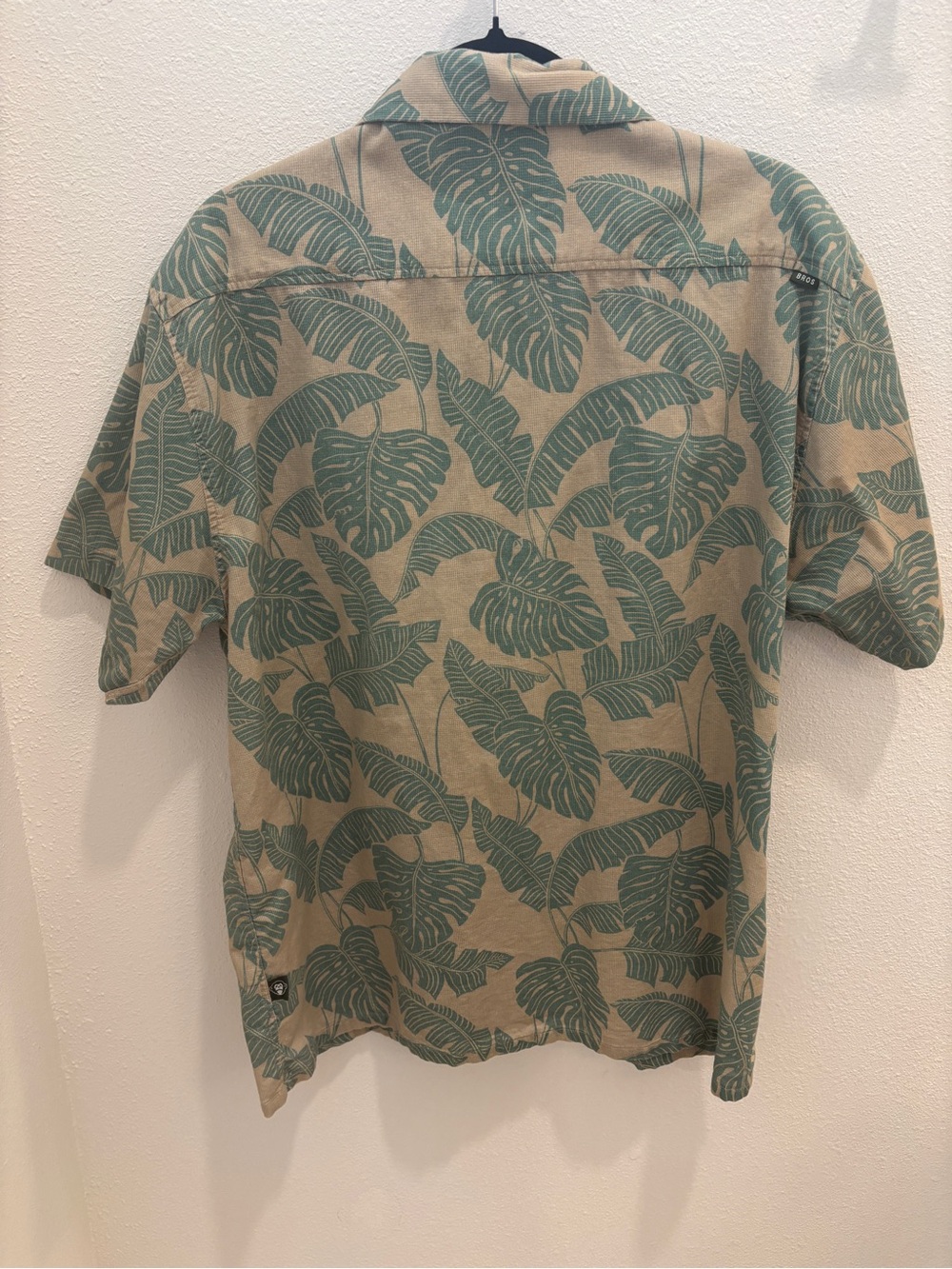 Howler Brothers Tan Button-Up with Green Tropical Leaf Print - Picture 3 of 4